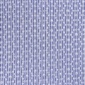 Cotton Lawn - Embroidered Circles On Yarn Dyed Blue Stripe - END OF BOLT 75cm