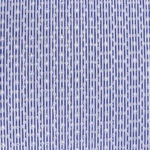 Cotton Lawn - Embroidered Circles On Yarn Dyed Blue Stripe - END OF BOLT 84cm