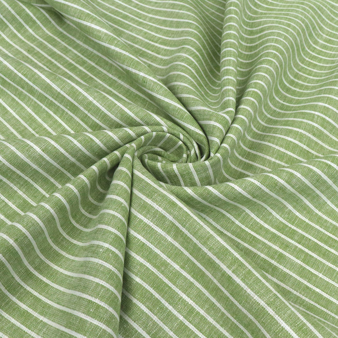 Cotton Linen - Marled Lime Green - Stripe - END OF BOLT 98cm