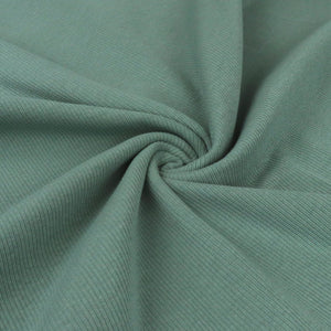 Cotton Narrow Ribbed Jersey - Sage Green - END OF BOLT 120cm