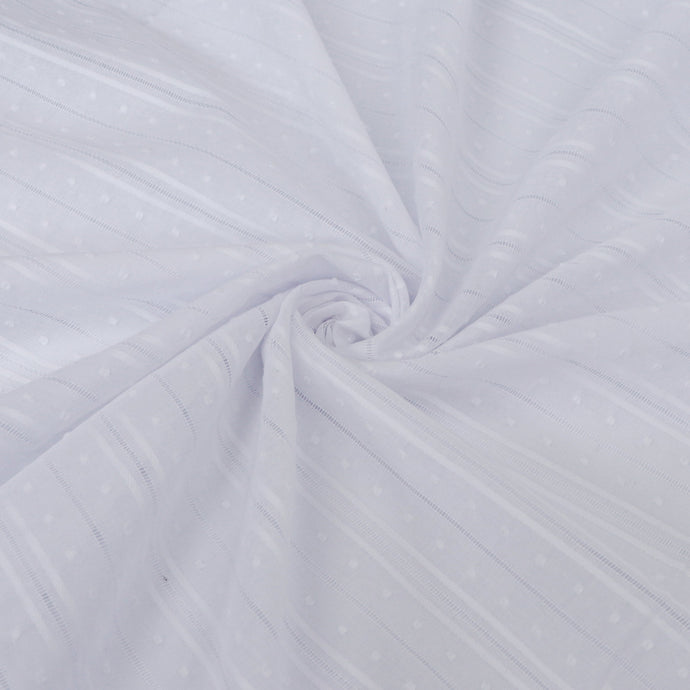Cotton Voile - Dobby Stripe - White - END OF BOLT 56cm