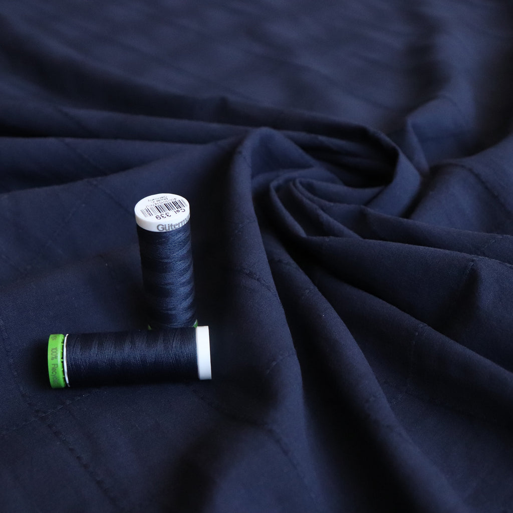 Cotton Voile - Navy Check - END OF BOLT 62cm