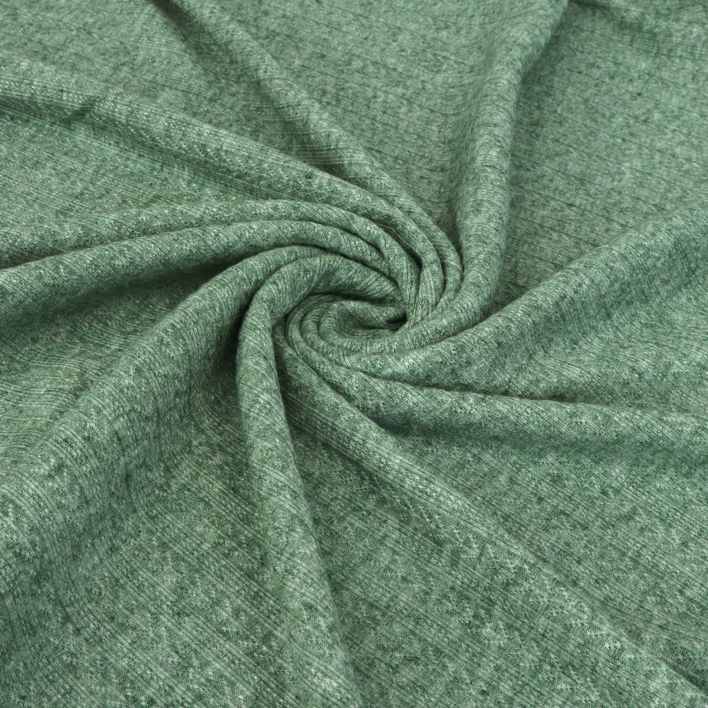 Deadstock Pointelle Ribbed Knit Marled Green END OF BOLT 77cm Sew