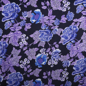 Deadstock Viscose Twill - Blue Roses - END OF BOLT 228cm