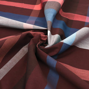 Deadstock Yarn Dyed Cotton Shirting - Maroon Madras Check - END OF BOLT 37cm
