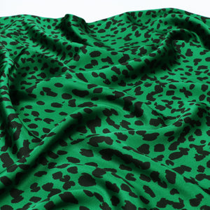 Satin - Leopard Emerald Green - END OF BOLT 170cm