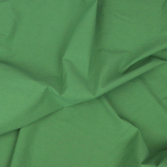 Stone Washed Cotton Poplin - Leaf Green - END OF BOLT 100cm