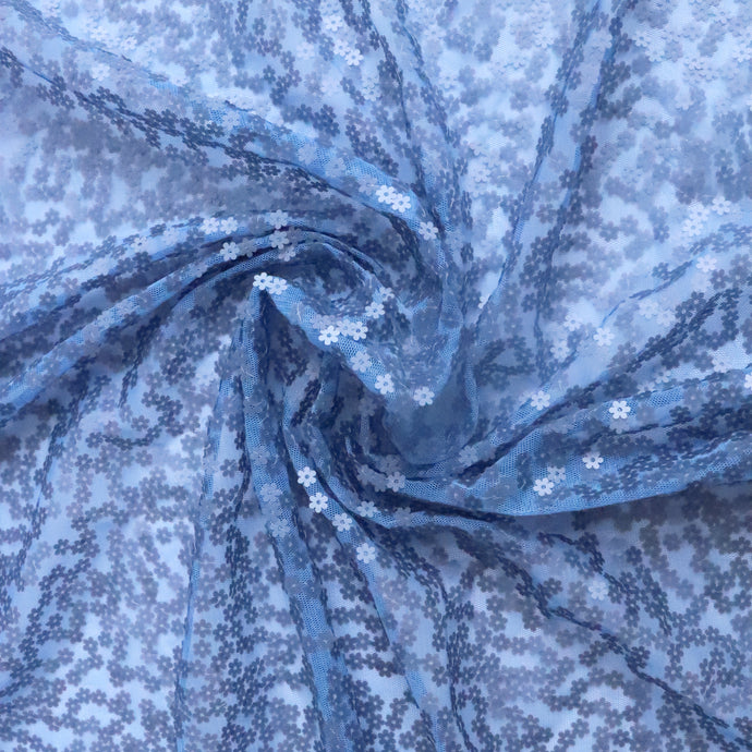 Tulle - Sequin Flowers - Blue - SALE