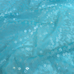 Tulle - Sequin Flowers - Turquoise - SALE