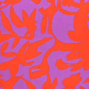 Viscose Poplin - Abstract Art - Purple + Orange  - END OF BOLT 59cm