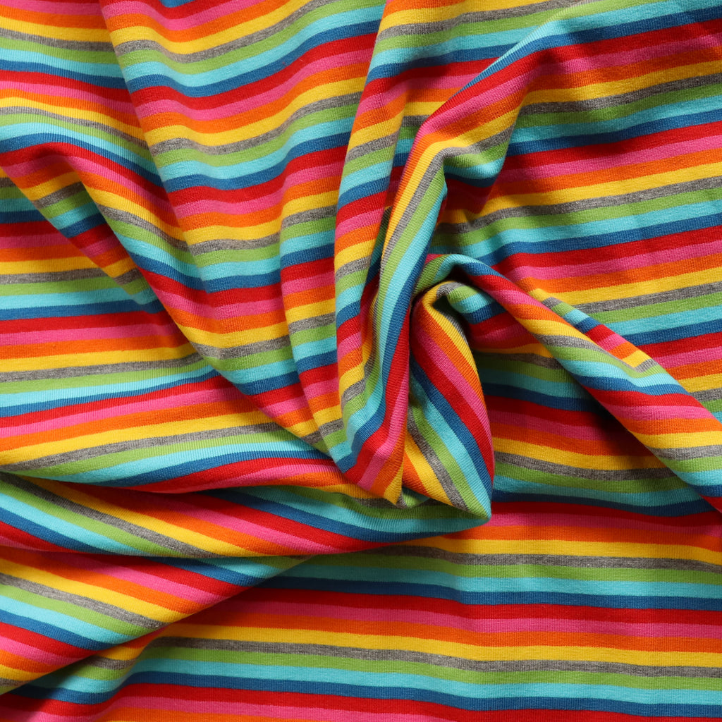 Rainbow stripe jersey on sale fabric