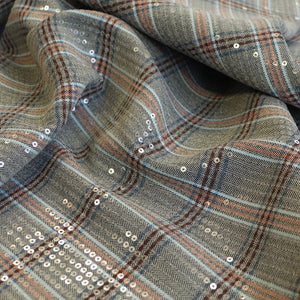 Deadstock Sequin Yarn Dyed Cotton - Herringbone Check - SALE