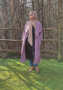 Nasreen’s Cambria Duster in Rose Pink Plaid