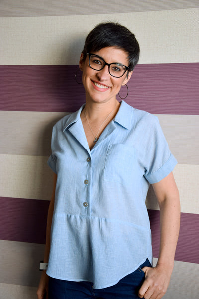 Hey June Handmade Willamette Shirt made using cotton voile by Patsy