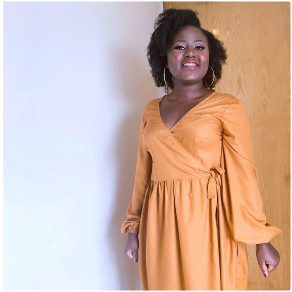 Ruth's By Hand London Hannah Dress in Atelier Brunette Ochre Dobby Dressmaking Fabric