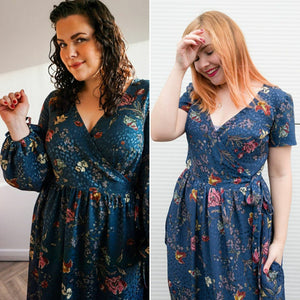 Meet Sewing Sunshine's December Winners Sam from @purplesewingcloud & Paige from @paigejoannaa and their By Hand London Hannah Dresses in Deadstock Rayon