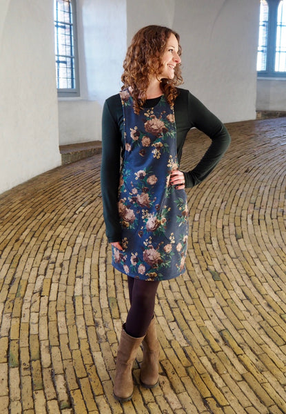Mel's Helen's Closet York Pinafore made in stretch suedette