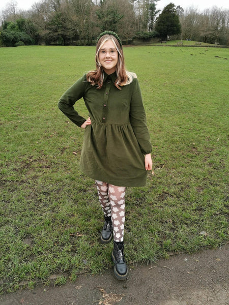 Zoe's Green Needlecord Tilly and the Buttons Lyra Dress