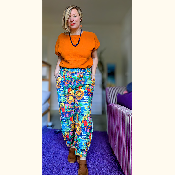 Sew Liberated Chanterelle Pants in our Exclusive Cotton Poplin with Cotton Double Gauze Top