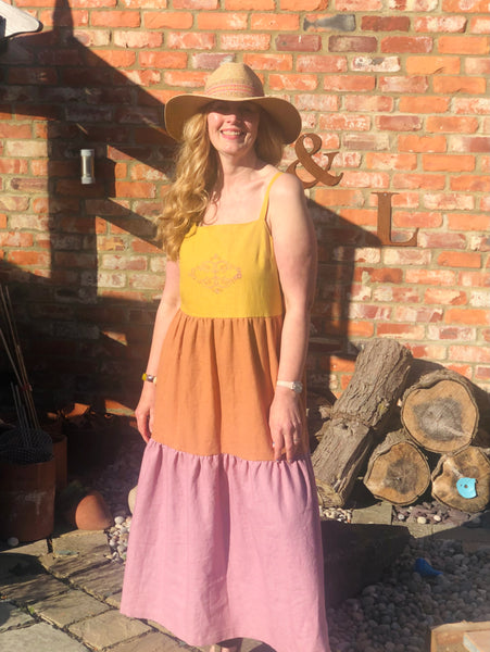 Jen's Colour-Block (Ice-Cream Inspired!) Linen Tiered Dress