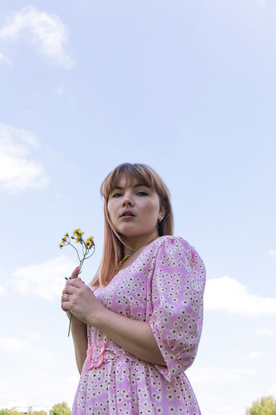Paige's Square Neck Tilly and the Buttons Indigo Hack in Daisy Viscose