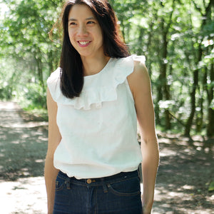 Fibre Mood Lola in Atelier Brunette Cotton Crepe - the ultimate summer blouse - by Kate