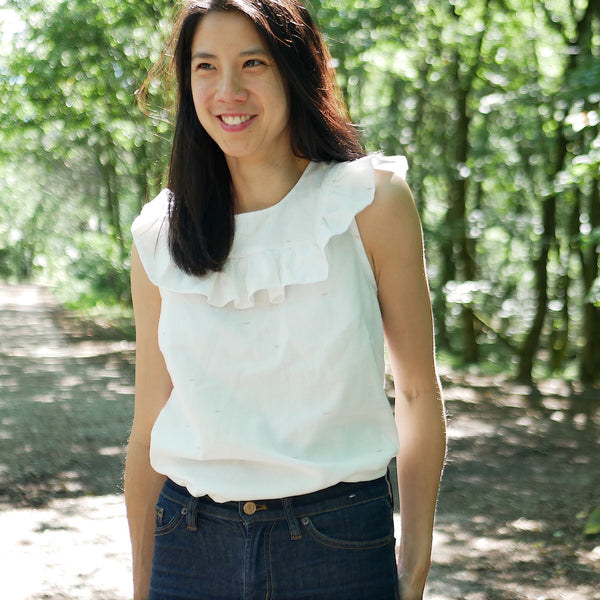 Fibre Mood Lola in Atelier Brunette Cotton Crepe - the ultimate summer blouse - by Kate