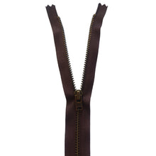 YKK Closed End Metal Zip - 8" / 20cm - Size 3 Dress + Skirt Zip - Antique Brass