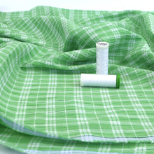 Cotton Seersucker - Plaid Check Green - END OF BOLT 193cm