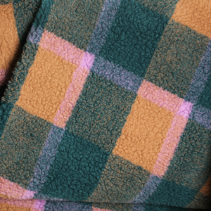 Teddy Fleece - Atelier Jupe - Green + Camel Check - END OF BOLT 31cm