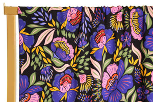 Viscose Lawn - Atelier Jupe - Black With Bright Purple Flowers