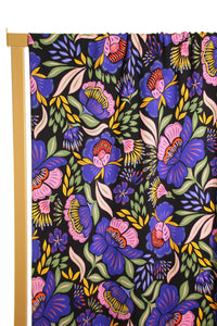 Viscose Lawn - Atelier Jupe - Black With Bright Purple Flowers