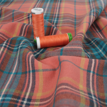 Deadstock Cotton Flannelette - Orange + Blue Check