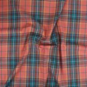 Deadstock Cotton Flannelette - Orange + Blue Check
