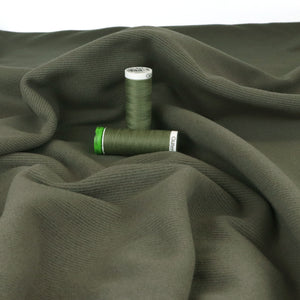 Brushed Viscose Ribbed Jersey Knit - Khaki Green