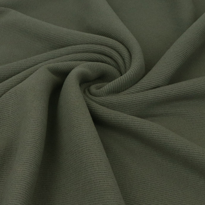 Brushed Viscose Ribbed Jersey Knit - Khaki Green