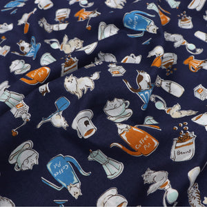 Cotton - Coffee Cats - Handworks Fabrics