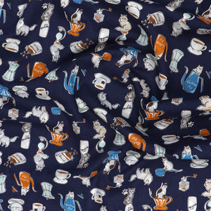 Cotton - Coffee Cats - Handworks Fabrics