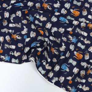 Cotton - Coffee Cats - Handworks Fabrics