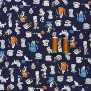 Cotton - Coffee Cats - Handworks Fabrics