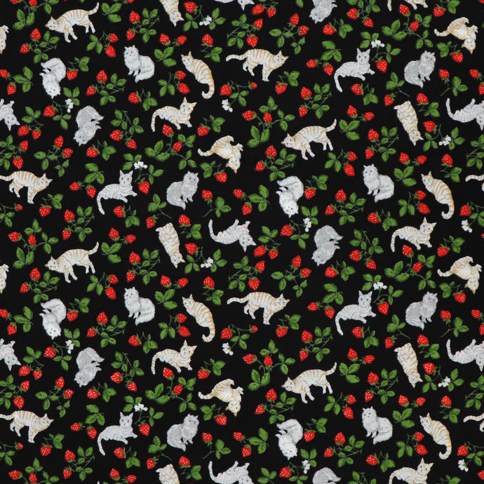 Cotton - Strawberry Cats - Handworks Fabrics