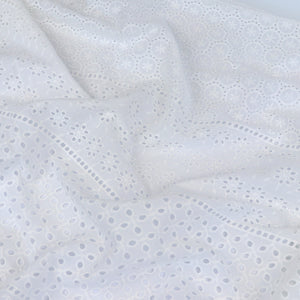 Cotton Voile - Embroidered Geometric Floral Stripe