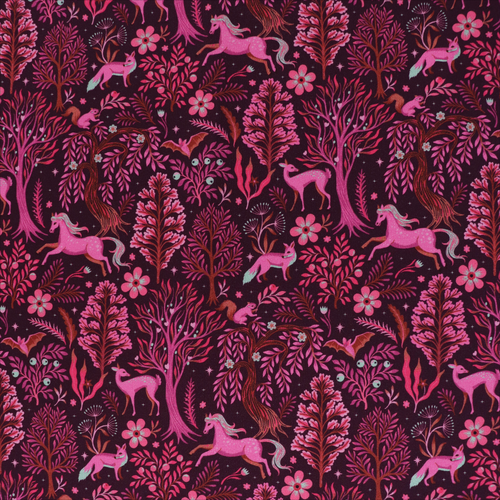 Cotton French Terry - Magical Forest - Pink