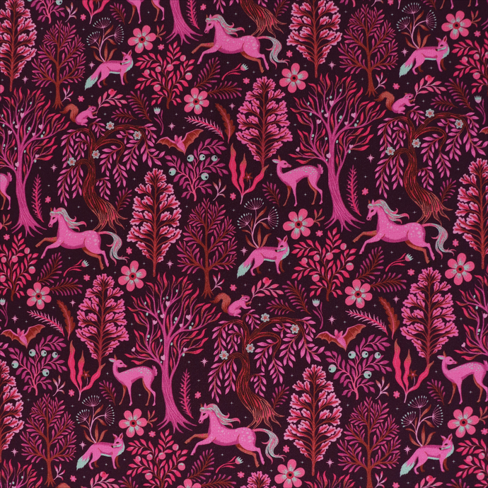 Cotton French Terry - Magical Forest - Pink