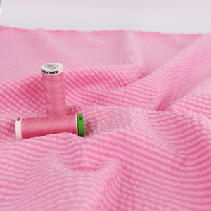 Cotton Seersucker - Candy Pink Stripe