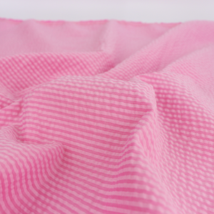 Cotton Seersucker - Candy Pink Stripe