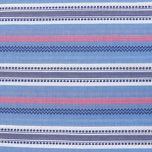 Cotton Blend Chambray - Embroidered Neon Geometric Stripe