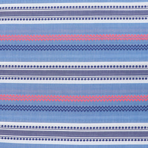 Cotton Blend Chambray - Embroidered Neon Geometric Stripe