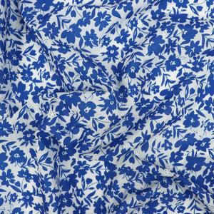 Cotton Broderie Anglaise - Cobalt Blue Flowers