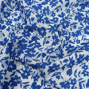 Cotton Broderie Anglaise - Cobalt Blue Flowers